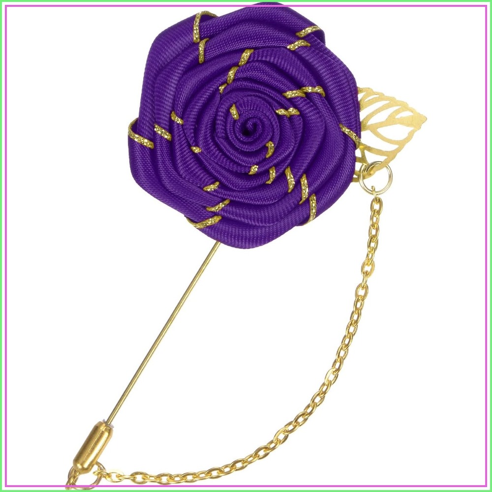 Men Accessories Wedding - Broszka Róża, Kwiat Róży z Złotymi