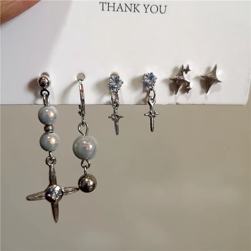 6PCS SET Goth Punk Crystal Cro – Men Accessories Aesthetic recenzja i cena