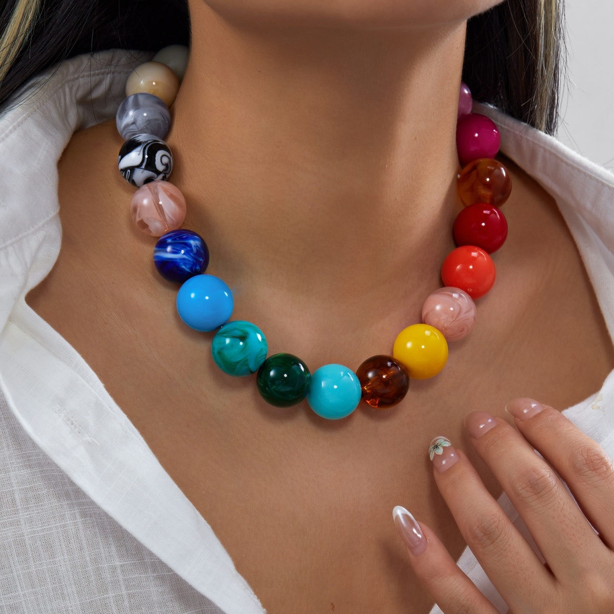 Modny Kolorowy Akrylowy Duży O – Men Accessories Aesthetic recenzja i cena